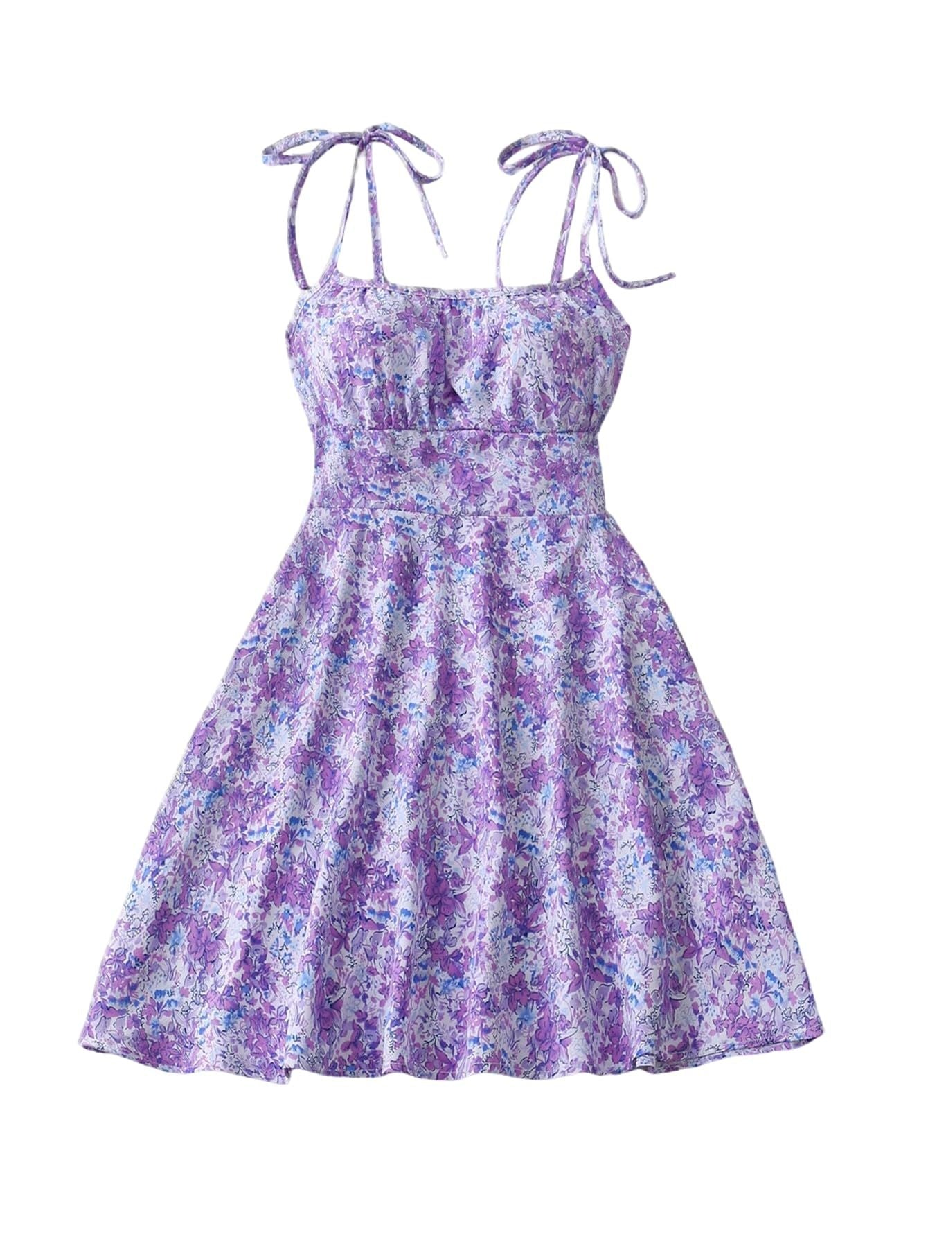Women's Floral A-Line Mini Dress — Open Back, 10 Colors, XS–XXL
