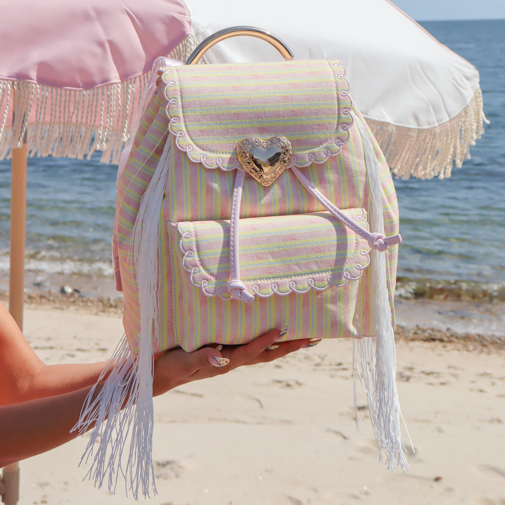 Seaside Sweetheart Fringe Backpack Pink Multi