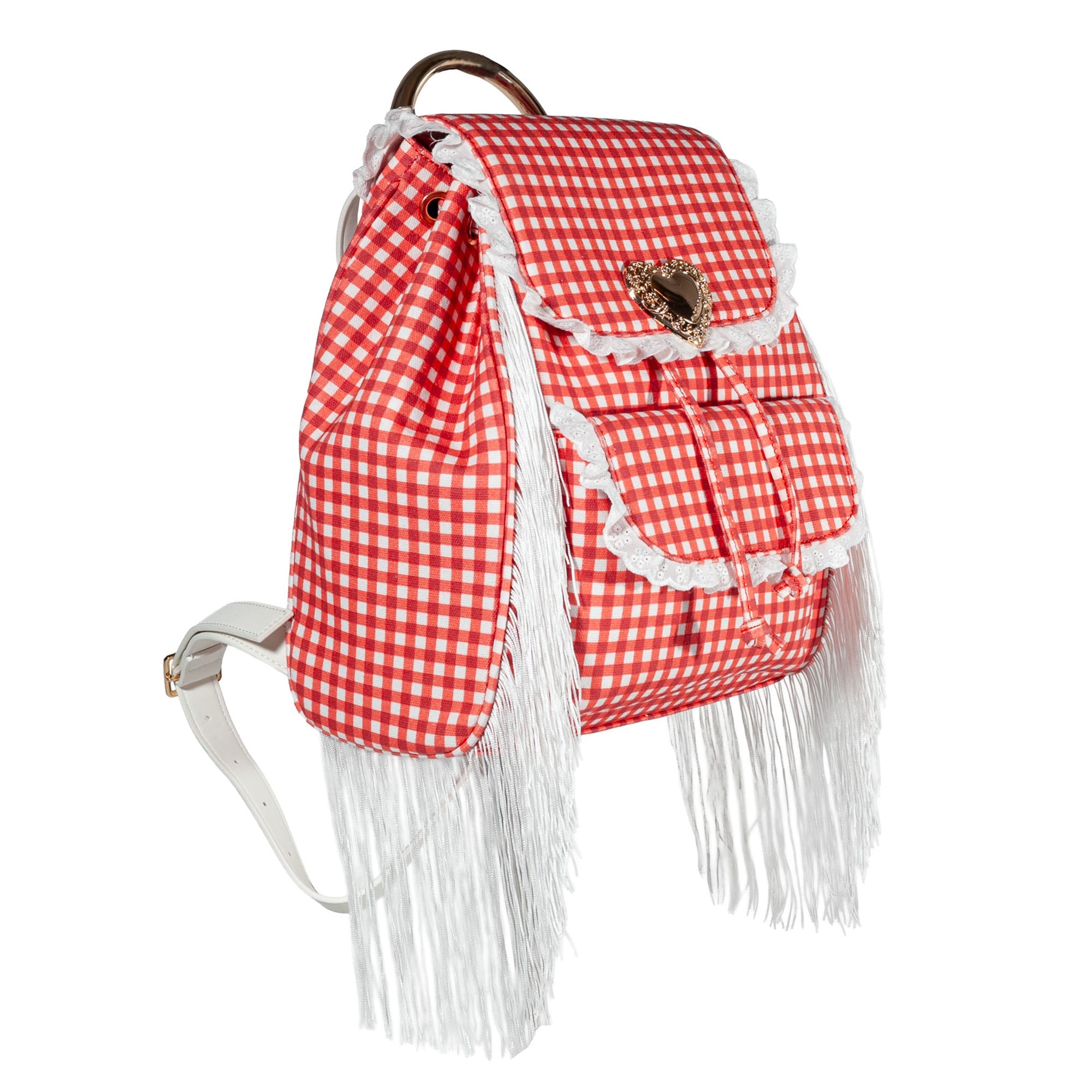 Seaside Sweetheart Fringe Backpack Gingham