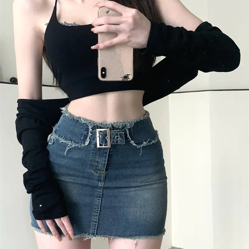 Niche Hot Girl A-line Denim Skirt - # GIAA23710002